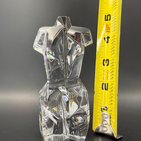 Daum Crystal Athena Torso Sculpture Faceted Modernist Art Glass Paperweight - Picture 11 of 11